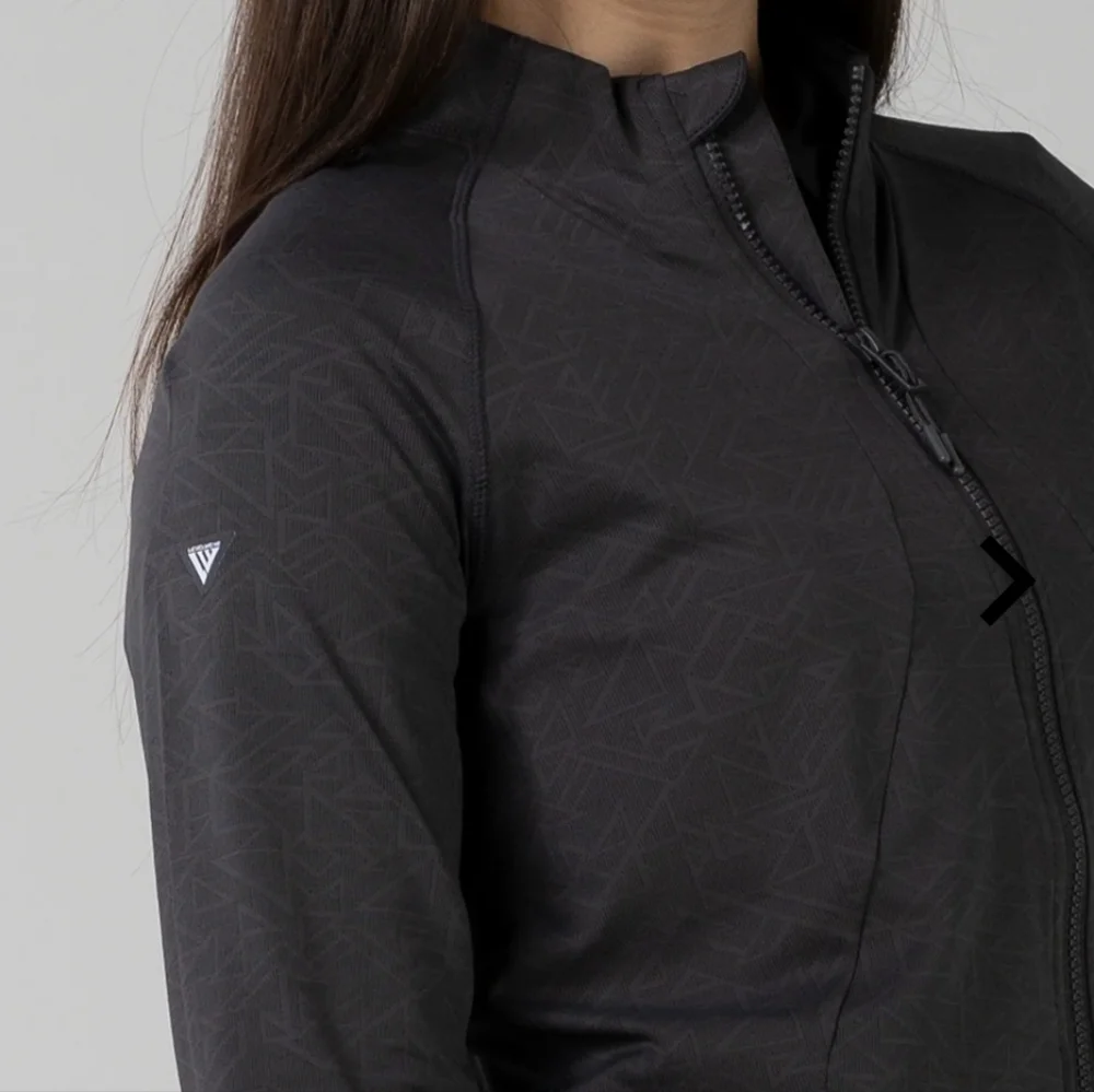 New charcoal Gray jacquard Knit Full Zip Activewear Runners Jacket  NWT Sz S